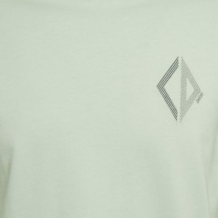 Pre Owned تي شيرت ديور هوم قطن مطرز ألماس أخضر نعناعي CD مقاس صغير جدًا (إكس إكس سمول)