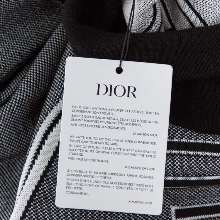 Pre Owned Dior Monochrome Intarsia & Technical Knitted Turtleneck Sweater L