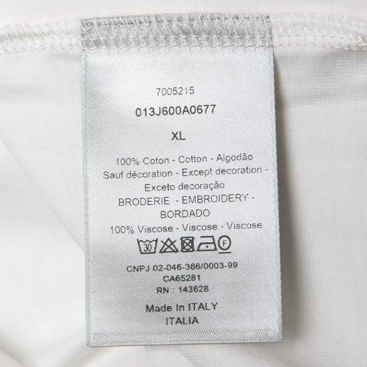 Pre Owned Dior Homme White CD Icon Cotton Crew Neck T-Shirt XL