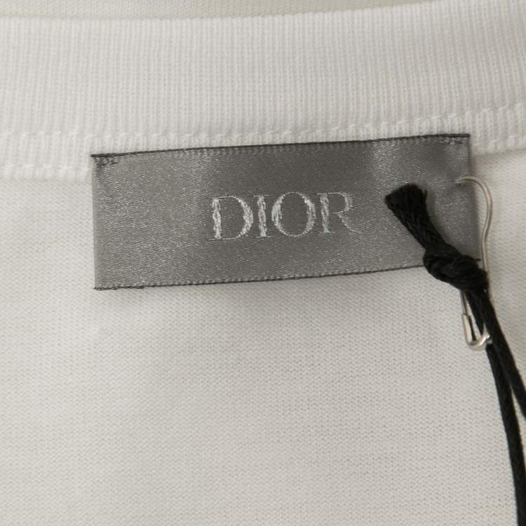 Pre Owned Dior Homme White CD Icon Cotton Crew Neck T-Shirt XL