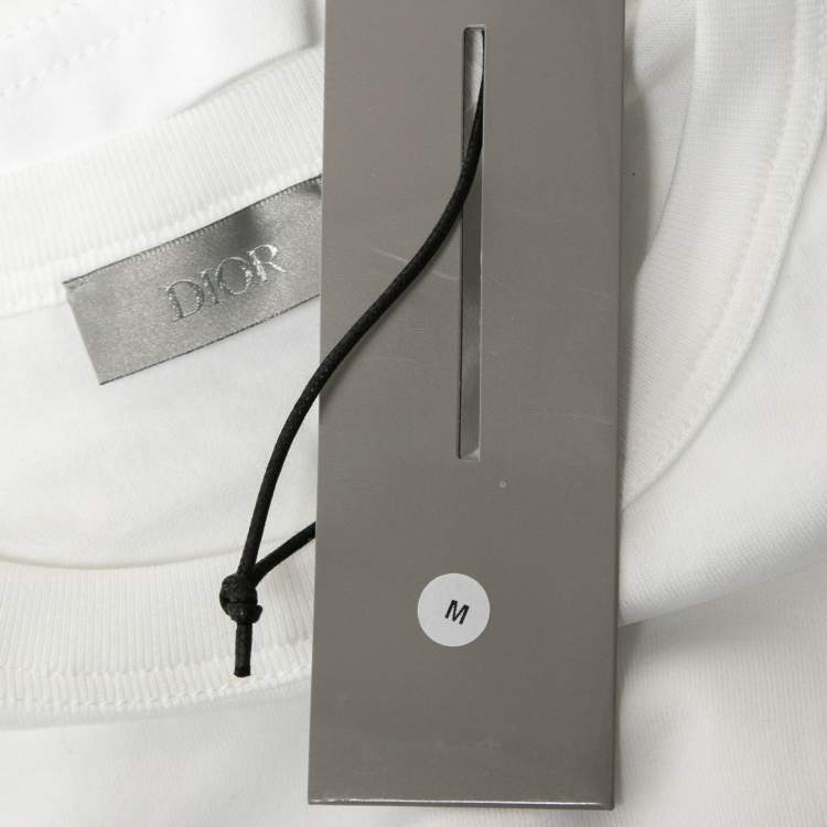 Pre Owned Dior Homme White CD Icon Cotton Crew Neck T-Shirt M