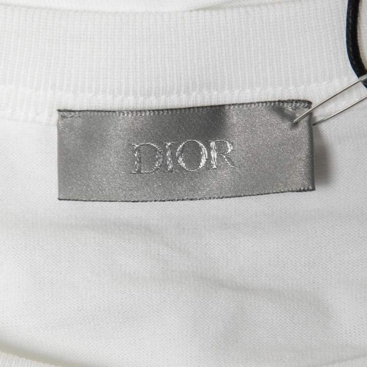 Pre Owned Dior Homme White CD Icon Cotton Crew Neck T-Shirt M