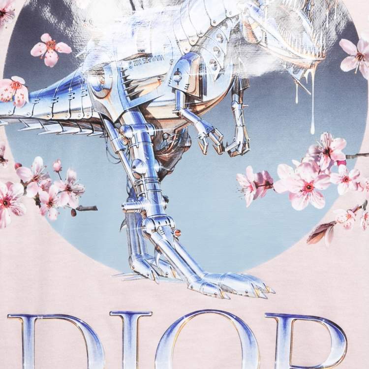 Pre Owned Dior Homme Pink Cotton Graphic T-Shirt L
