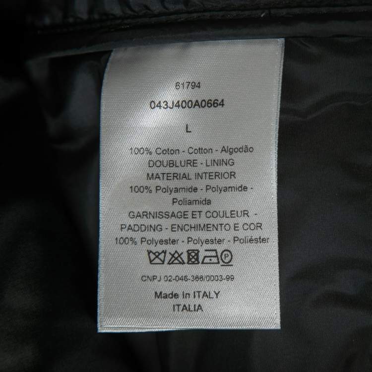 Pre Owned Dior Grey Printed Cotton Fleece Puffer Vest L