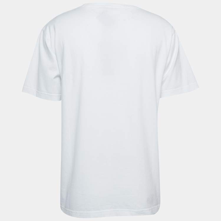 Pre Owned Dior Homme White Embroidered Cotton Half Sleeve T-Shirt S