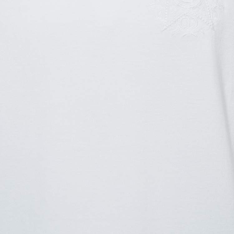 Pre Owned Dior Homme White Embroidered Cotton Half Sleeve T-Shirt S