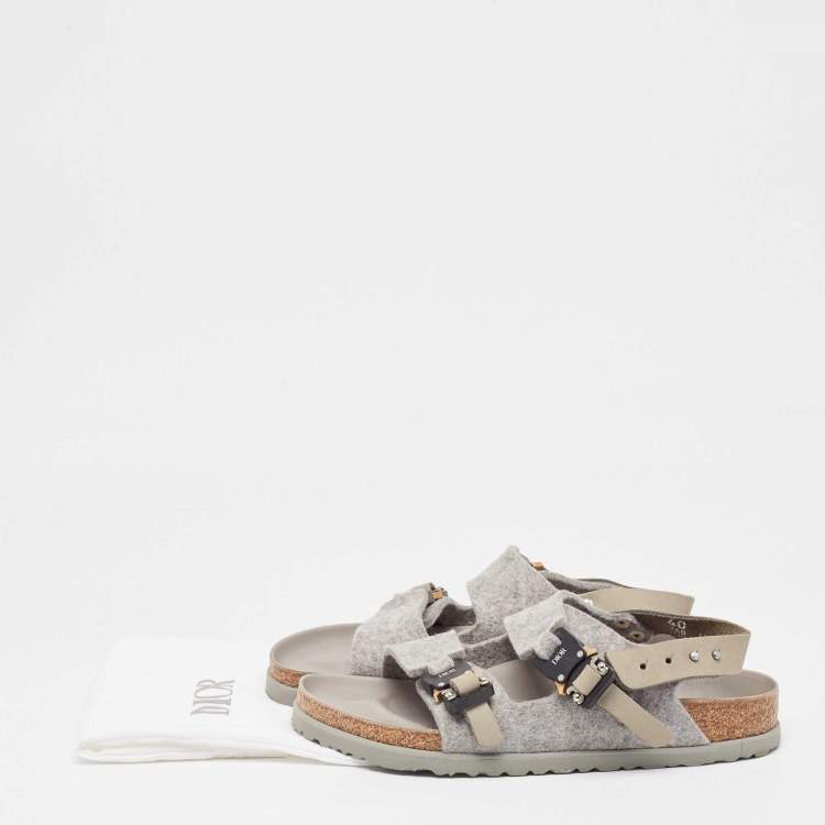Pre Owned Dior Grey Fur Buckle Slingback Sandals Size 40