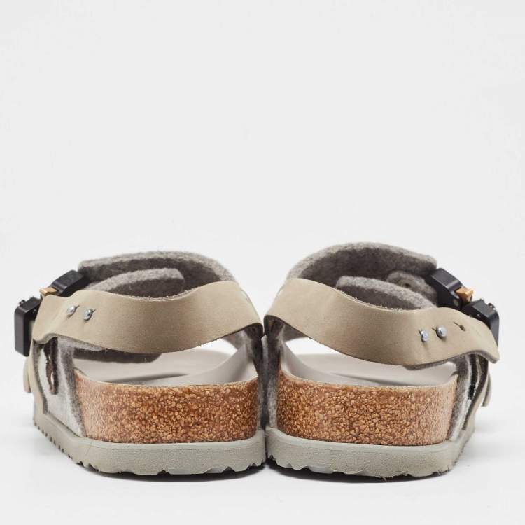Pre Owned Dior Grey Fur Buckle Slingback Sandals Size 40