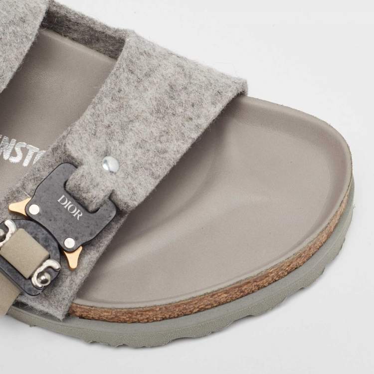 Pre Owned Dior Grey Fur Buckle Slingback Sandals Size 40