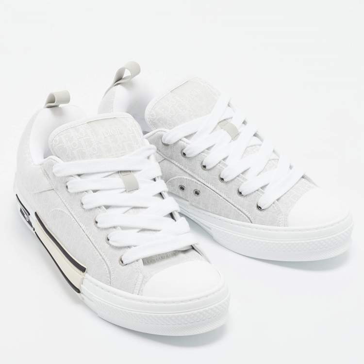 Pre Owned Dior White Oblique Canvas B23 Skater Sneakers Size 43
