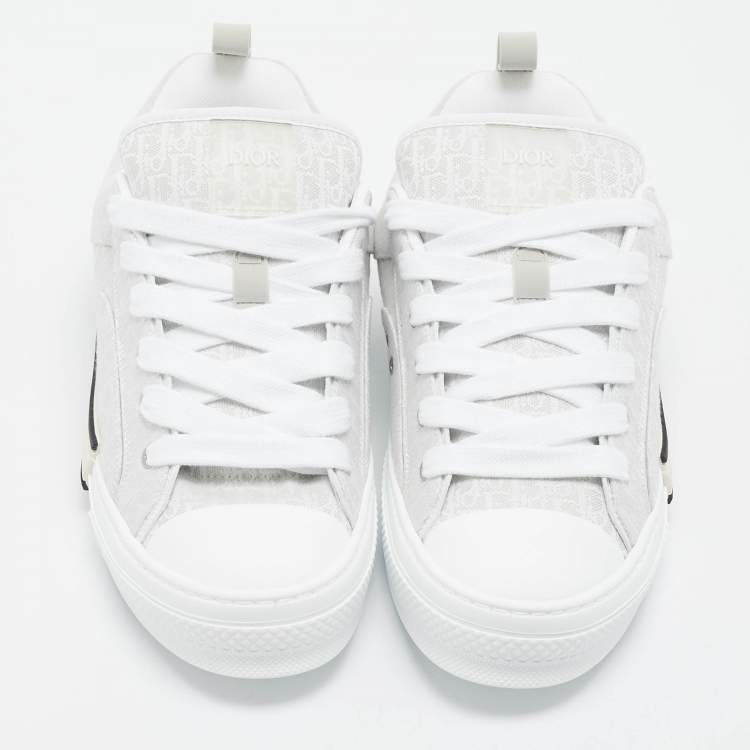 Pre Owned Dior White Oblique Canvas B23 Skater Sneakers Size 43