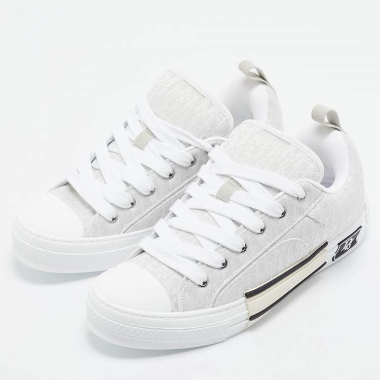Pre Owned Dior White Oblique Canvas B23 Skater Sneakers Size 43