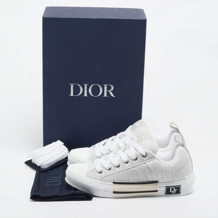 Pre Owned Dior White Oblique Canvas B23 Skater Sneakers Size 43