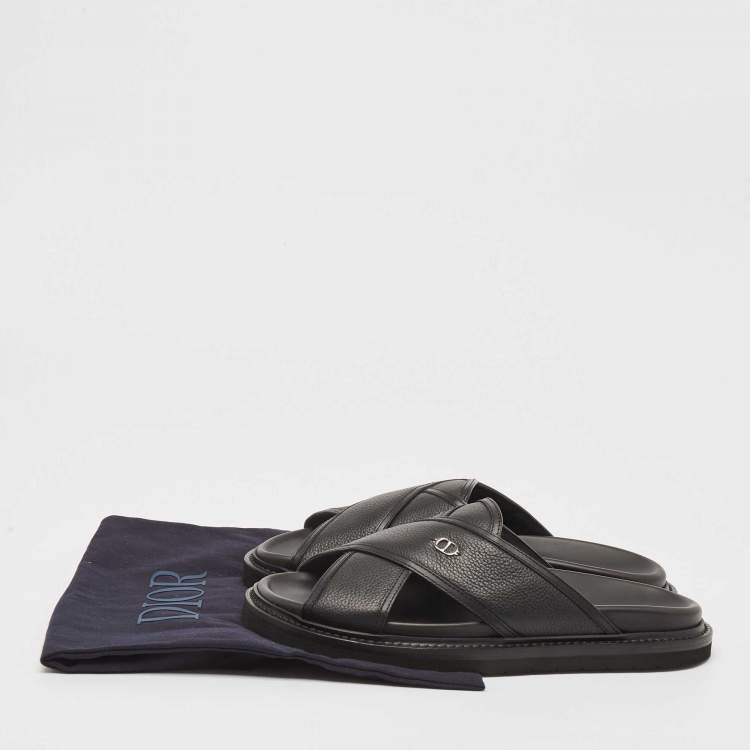 Pre Owned Dior Black Leather Aqua Sandals Size 40