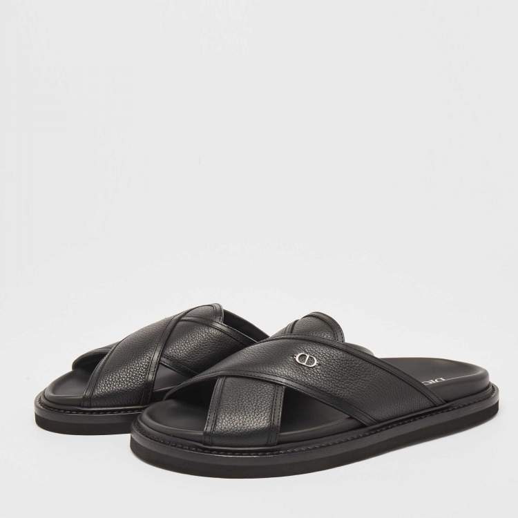 Pre Owned Dior Black Leather Aqua Sandals Size 40