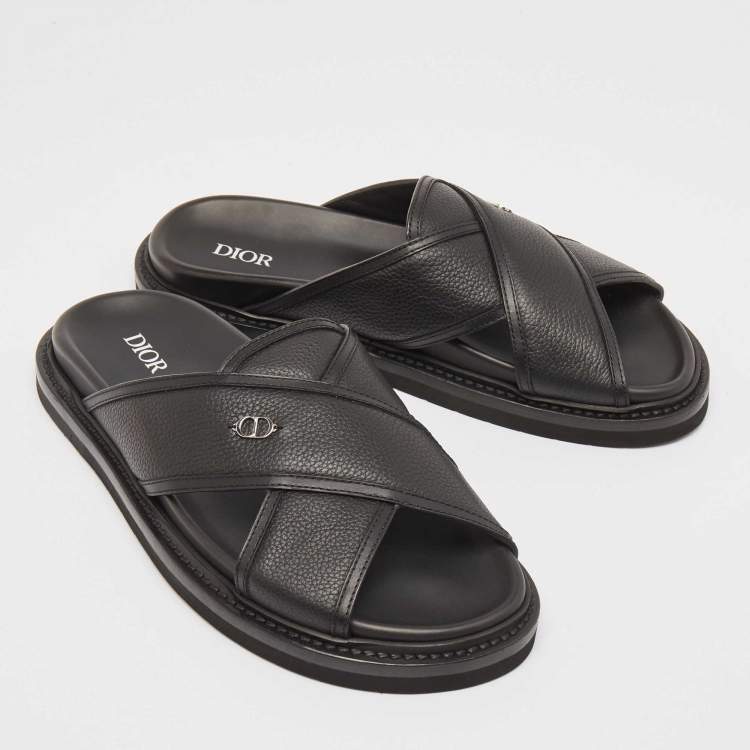 Pre Owned Dior Black Leather Aqua Sandals Size 40