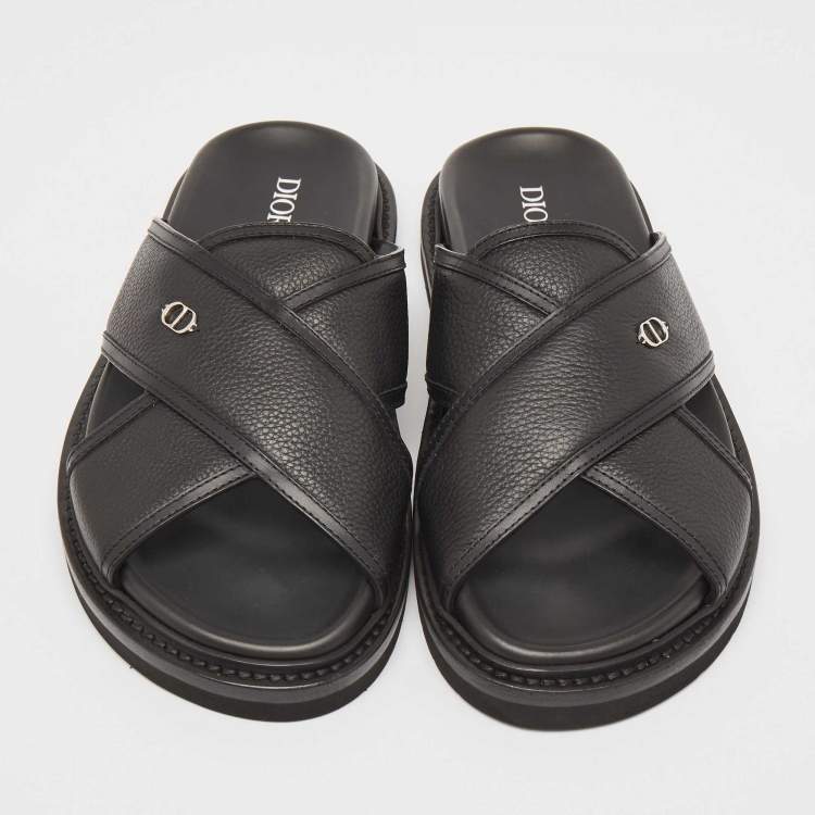 Pre Owned Dior Black Leather Aqua Sandals Size 40