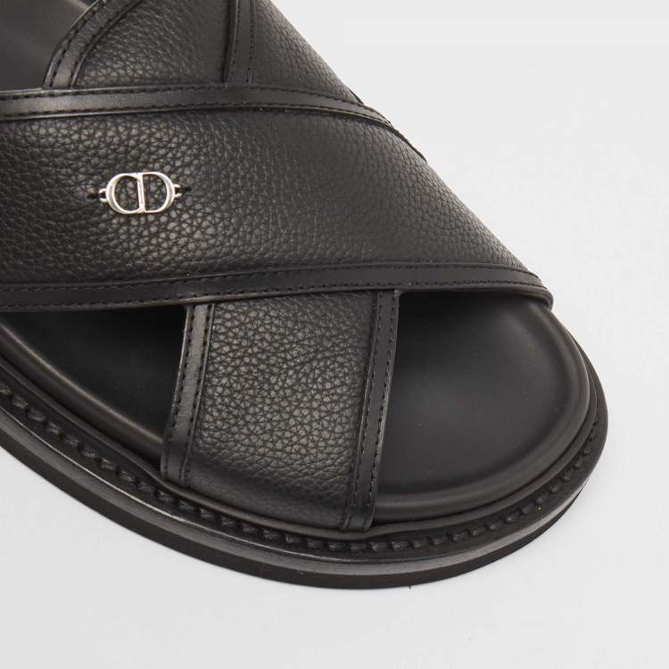 Pre Owned Dior Black Leather Aqua Sandals Size 40