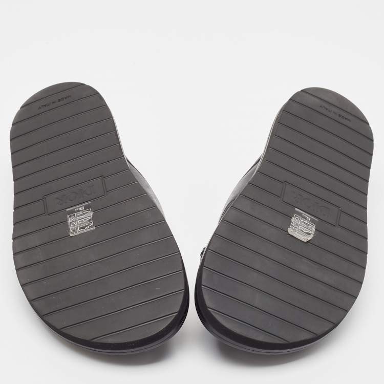 Pre Owned Dior Black Canvas Aqua Flat Slides Size 41