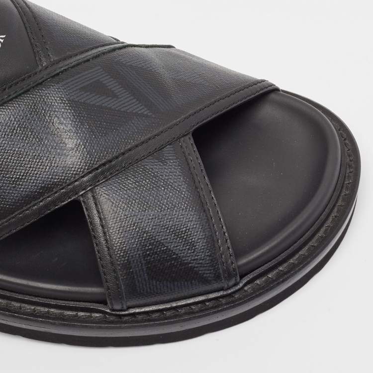 Pre Owned Dior Black Canvas Aqua Flat Slides Size 41
