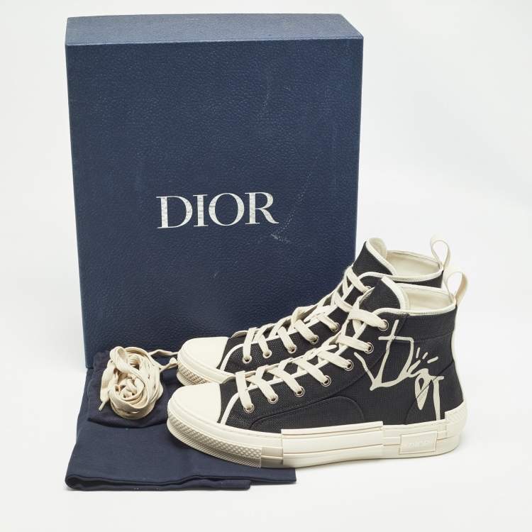 Pre Owned Dior Black Canvas Jack B23 High Top Sneakers Size 41.5