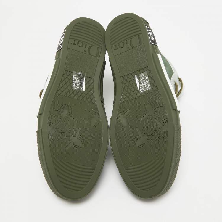 Pre Owned Dior Green Oblique Mesh and Rubber B23 Sneakers Size 42