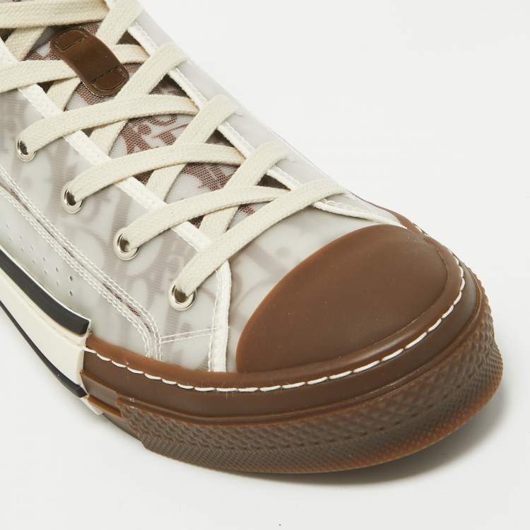 Pre Owned Dior Brown Oblique Mesh and Rubber B23 Sneakers Size 41