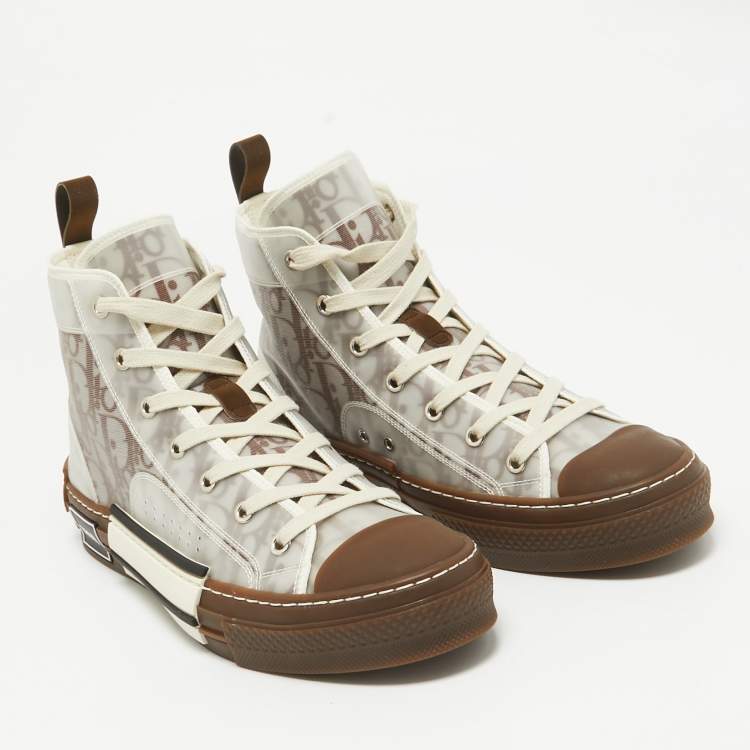 Pre Owned Dior Brown Oblique Mesh and Rubber B23 Sneakers Size 41