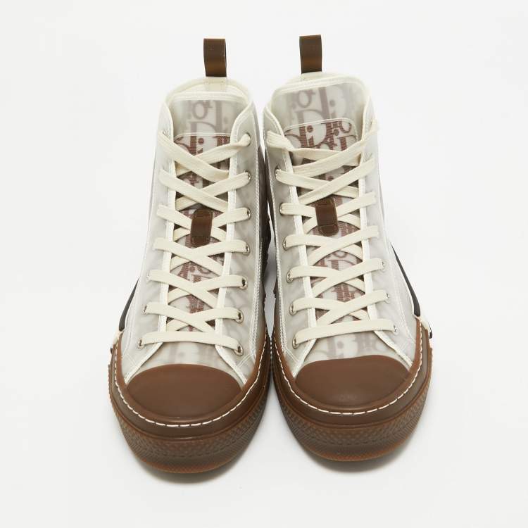 Pre Owned Dior Brown Oblique Mesh and Rubber B23 Sneakers Size 41