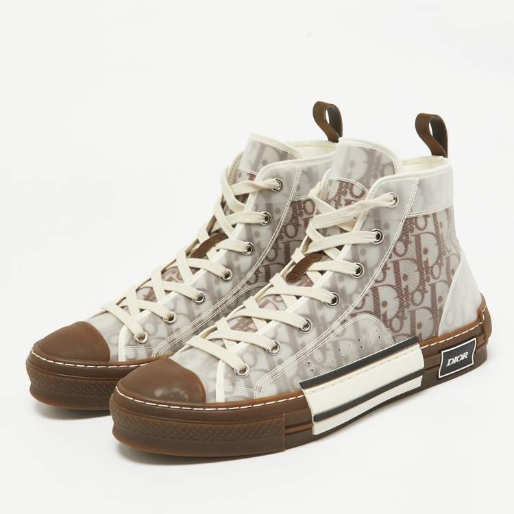 Pre Owned Dior Brown Oblique Mesh and Rubber B23 Sneakers Size 41