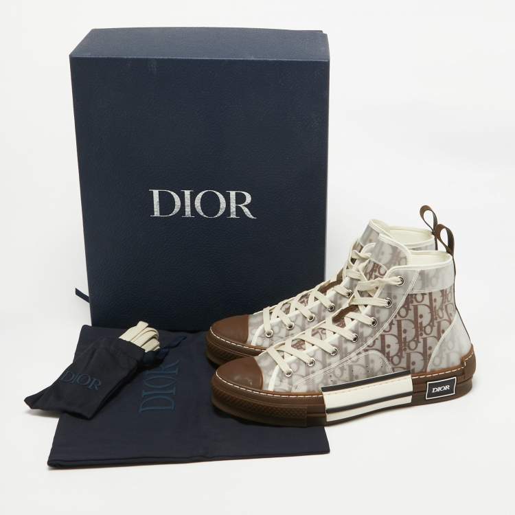 Pre Owned Dior Brown Oblique Mesh and Rubber B23 Sneakers Size 41