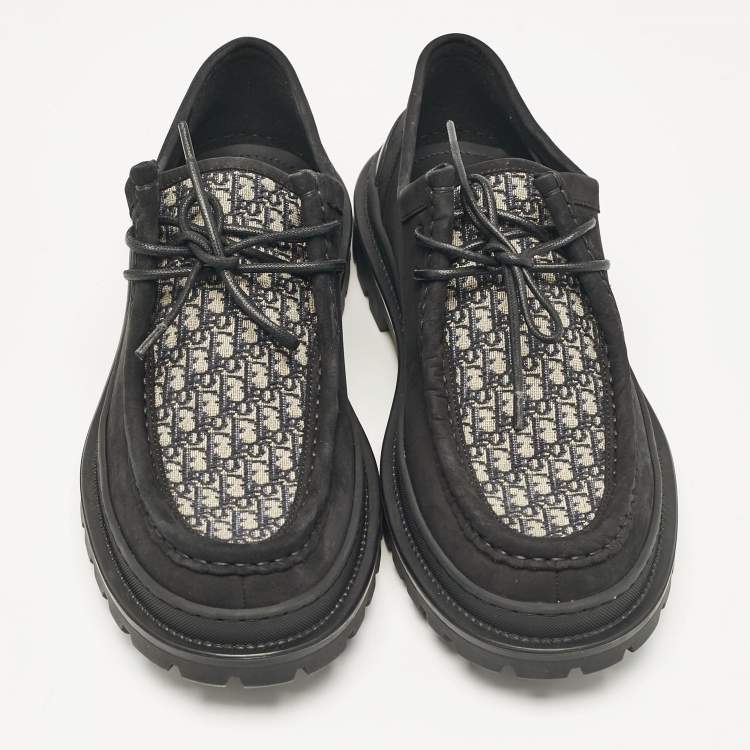 Pre Owned Dior Black Nubuck Leather Lace Up Moccasins Size 42