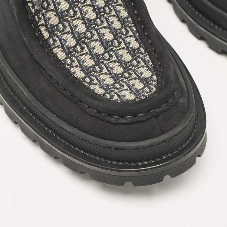 Pre Owned Dior Black Nubuck Leather Lace Up Moccasins Size 42