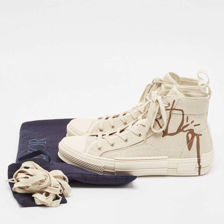 Pre Owned Dior Beige Canvas Jack B23 High Top Sneakers Size 44