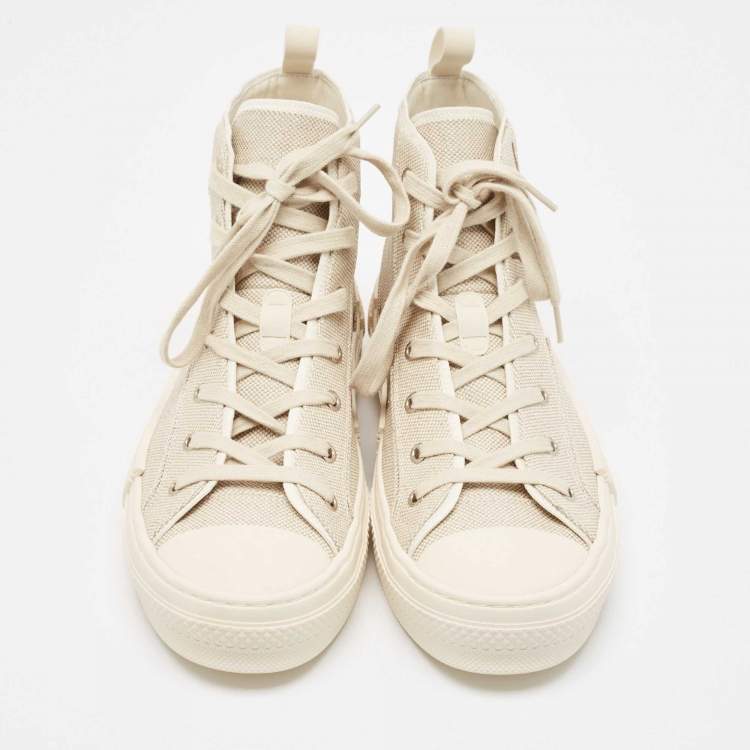 Pre Owned Dior Beige Canvas Jack B23 High Top Sneakers Size 44