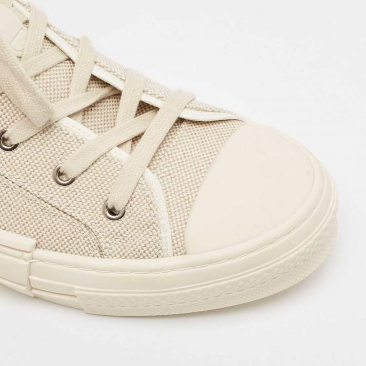 Pre Owned Dior Beige Canvas Jack B23 High Top Sneakers Size 44