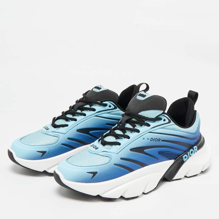 Pre Owned Dior Blue/Black Mesh B44 Lace Up Sneakers Size 41