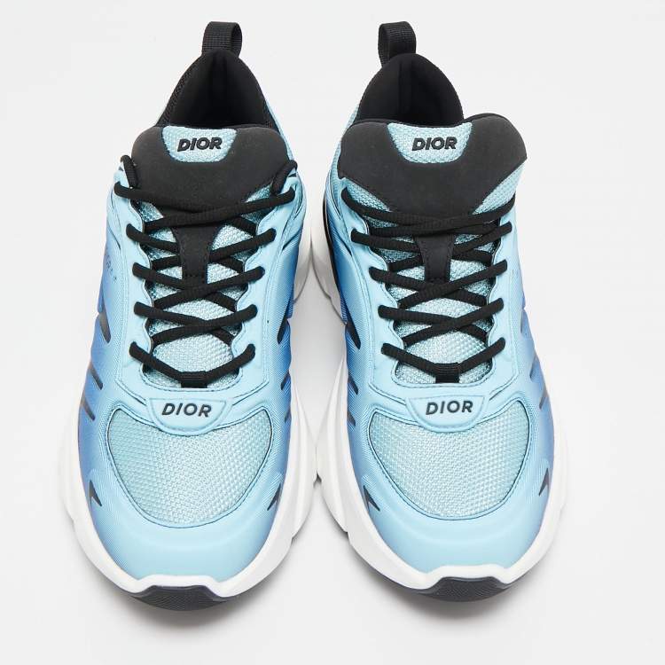 Pre Owned Dior Blue/Black Mesh B44 Lace Up Sneakers Size 41