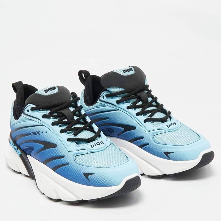 Pre Owned Dior Blue/Black Mesh B44 Lace Up Sneakers Size 41