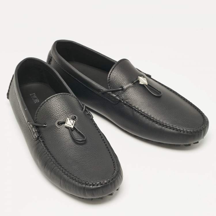 Pre Owned Dior Black Leather Odeon Driver Loafers Size 46