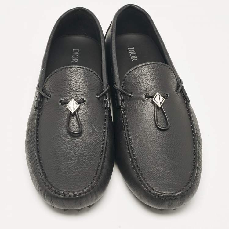 Pre Owned Dior Black Leather Odeon Driver Loafers Size 46