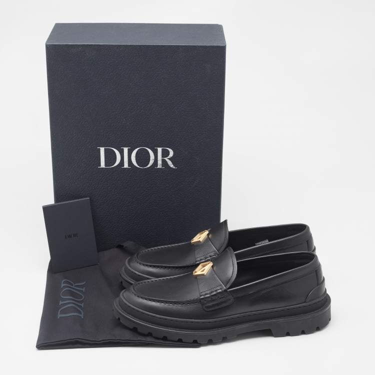 Pre Owned Dior Black Leather Explorer Loafers Size 41