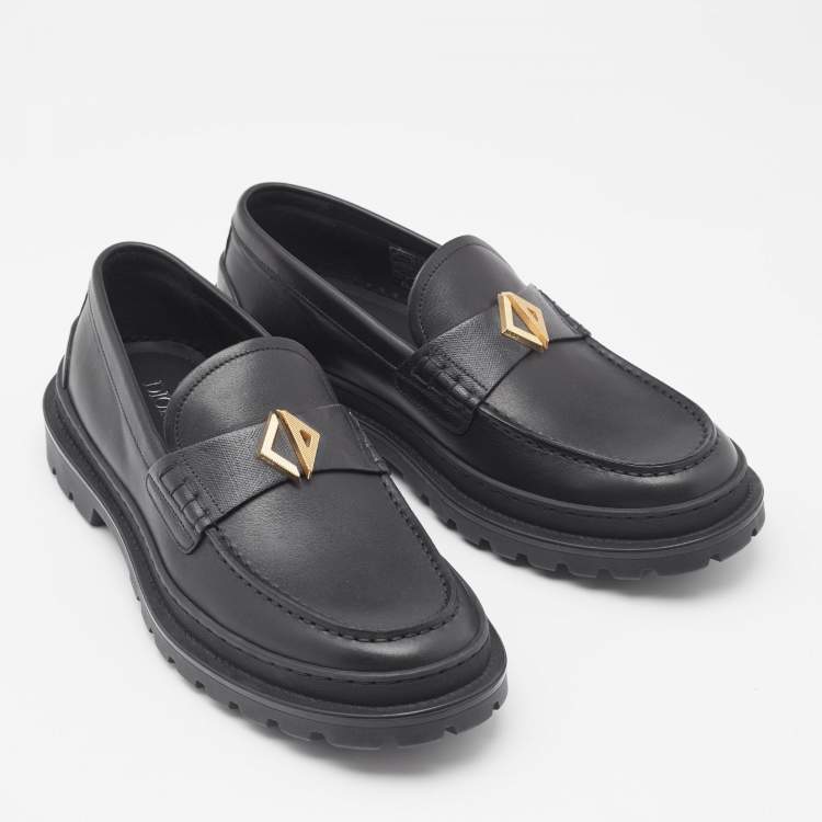 Pre Owned Dior Black Leather Explorer Loafers Size 41