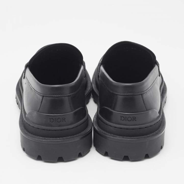 Pre Owned Dior Black Leather Explorer Loafers Size 41