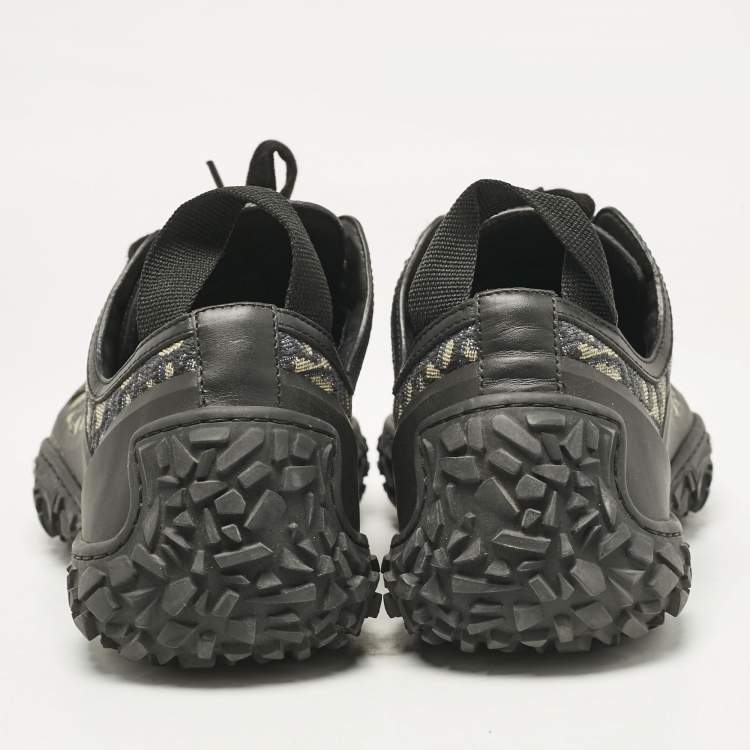 Pre Owned Dior Black Canvas and Leather Homme B28 Oblique Lace Up Sneakers Size 43