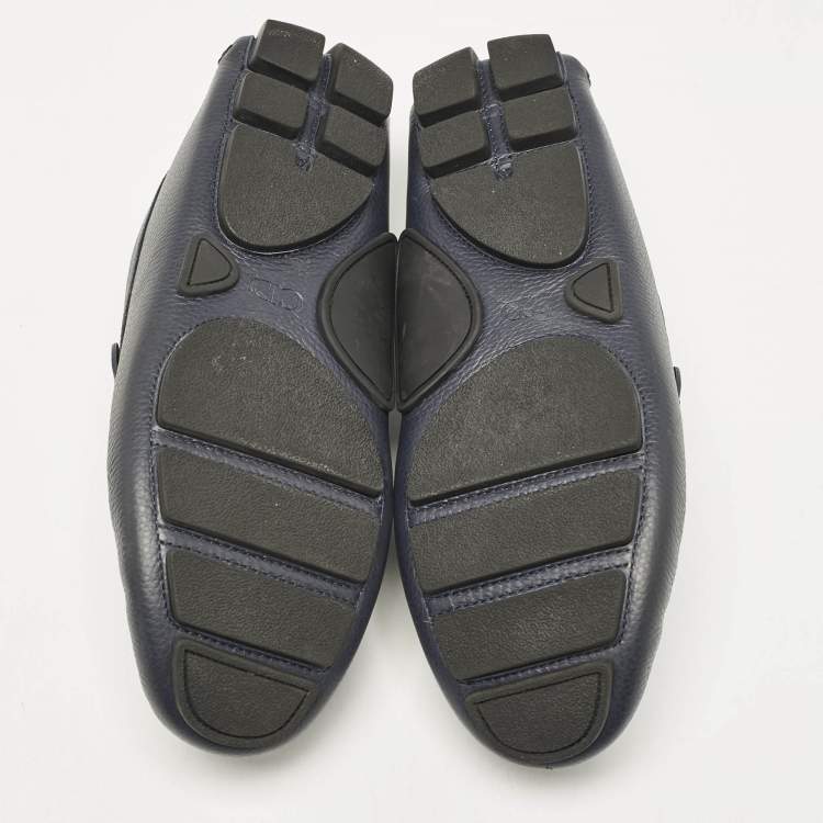 Pre Owned Dior Navy Blue Leather Odéon Loafers Size 39