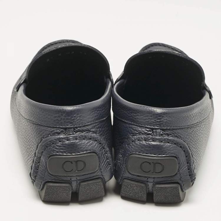 Pre Owned Dior Navy Blue Leather Odéon Loafers Size 39