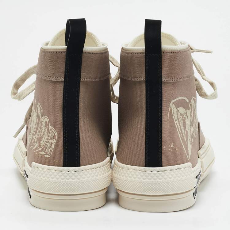 Pre Owned Dior Beige Canvas AsteroDior B23 High Top Sneakers Size 45