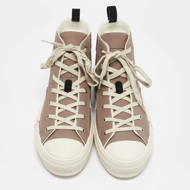 Pre Owned Dior Beige Canvas AsteroDior B23 High Top Sneakers Size 45