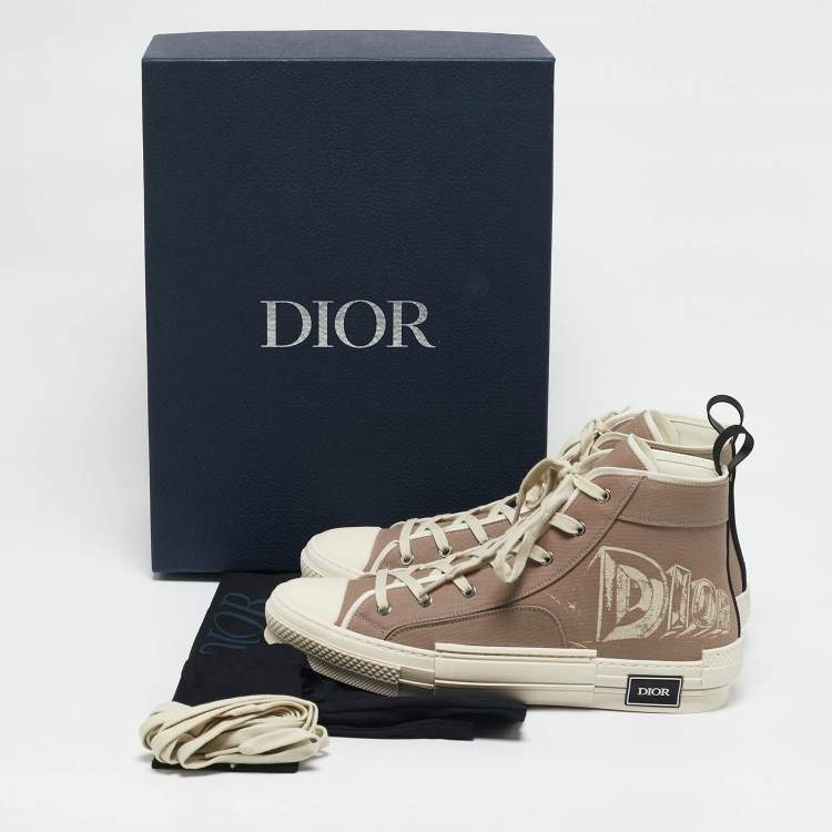 Pre Owned Dior Beige Canvas AsteroDior B23 High Top Sneakers Size 45